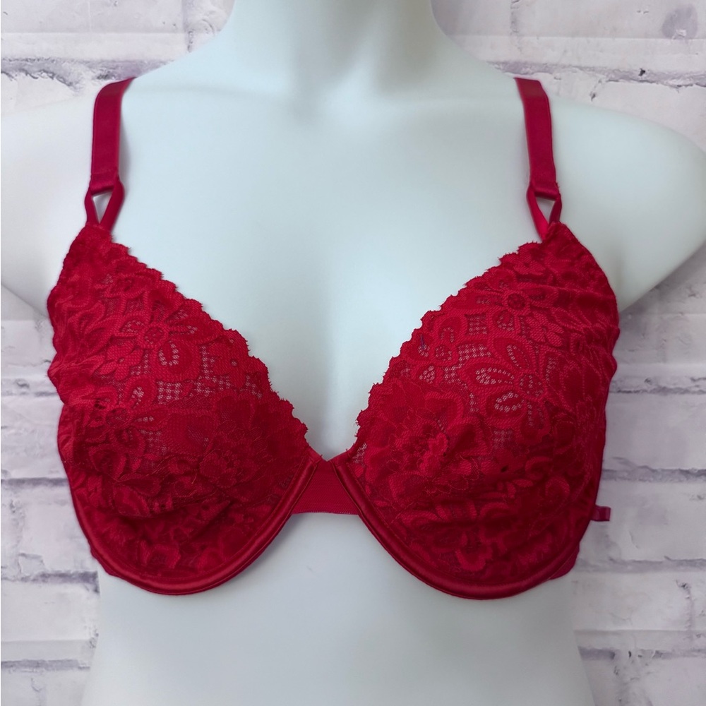 Victoria's Secret Bra Unlined Demi Lingerie Sexy Underwire neglige 40DD Red